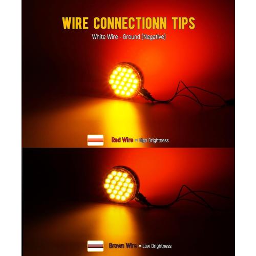 Partsam 2Pcs Double Face Round LED Pedestal Lights Fender Stop Turn Signal Tail Brake Lights Clear Lens 48 LED Post Mount Semi Trailer Replacement for Trailers Trucks, 10-30V