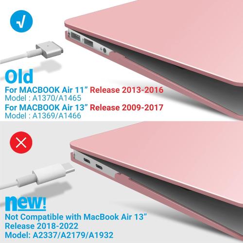IBENZER Compatible with Old Version MacBook Air 13 Inch Case (2010-2017 Release). Models: A1466 / A1369, Plastic Hard Shell Case with Keyboard Cover for Mac Air 13, Rose Quartz, A1301RQ 1