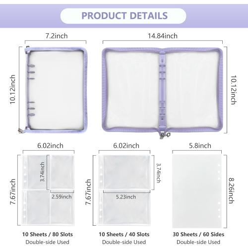 Reusable Sticker Storage Organizer Binder Collecting Book A5, Purple