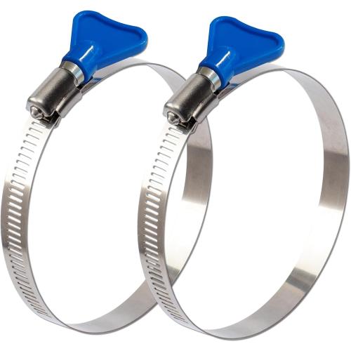 ISPINNER 2pcs 4 Inch Key-Type 304 Stainless Steel Worm Gear Hose Clamps, Adjustable Size Range 91-114mm Clamps for Dryer Vent, Dust Collector and Automotive