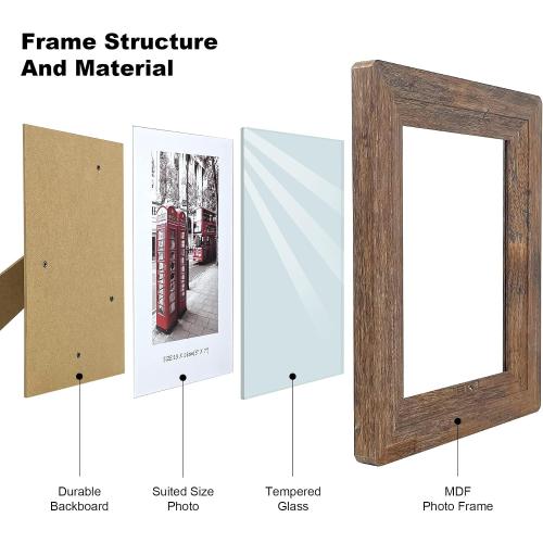 8x10 Wooden Picture Frames with Real Tempered Glass Rounded Corners