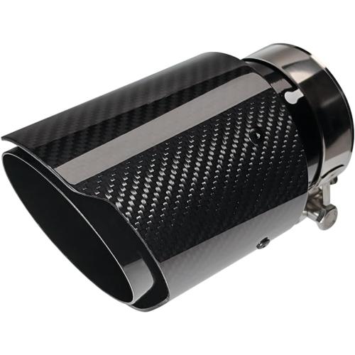 2.5Inlet 3.5Outlet Exhaust Tips Carbon Fiber Tailpipe Exhaust Pipe Tail Throat Tail Pipe Modification Parts GlossyBlack Need Height>4 Inch Widht>4 Inch