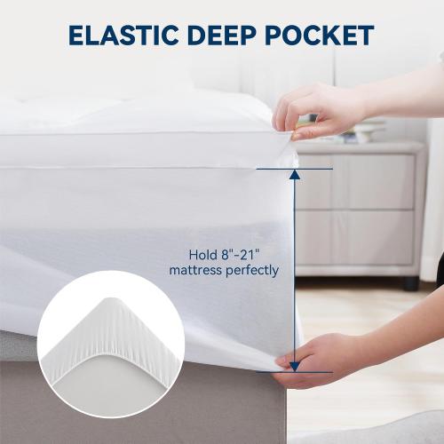 BDEUS Twin Mattress Topper, 1450 GSM Plush Pillow Top for Back Pain Relief, Quilted Fitted Mattress Protector with 8-21 Deep Pocket, Soft Mattress Pad Twin Size - 39x 75 White