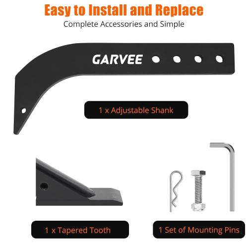 Garvee Box Blade for Tractor, 16 in Ripper Shanks for Box Blade, Box Blade Shank with 4 Holes, Ripper Point/Scarifier Tooth for Box Blade Shank for Replacement, Digging, Plowing