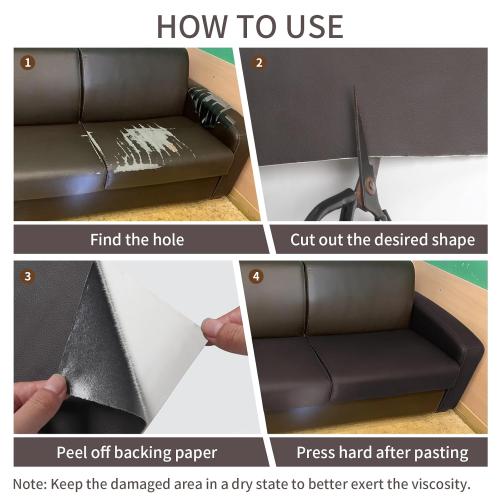 BSZHTECH Leather Repair Tape Self-Adhesive Leather Repair Patch for Couch Furniture Sofas Car Seats Advanced PU Vinyl Leather Repair Kit (Dark Brown, 3.9X79 inch)