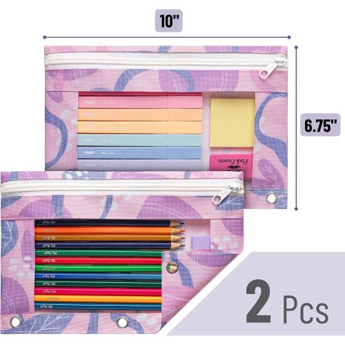 Mr. Pen- Pencil Pouch for 3 Ring Binder, 2 Pack, 10x6.75, Smooth Zipper