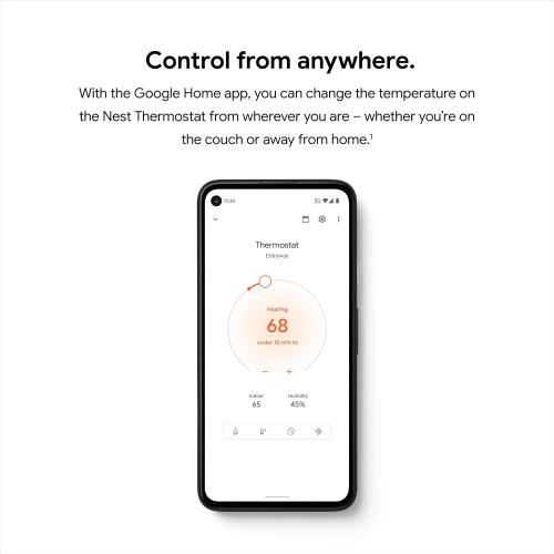 Google Nest Thermostat - Smart Thermostat for Home - Programmable Wifi Thermostat - Snow