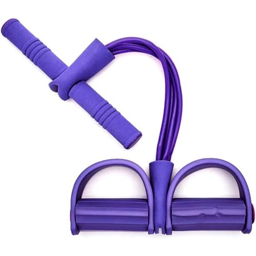 Fitness Resistance Bands-4 Tube Pedal Ankle Puller, Elastic Yoga Pedal Puller Resistance Band, Multifunction Tension Rope Fitness, Yoga Handle Bands Exerciser(Color:Purple)