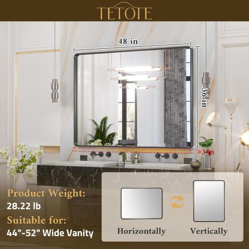 Silver Mirrors for Bathroom, Brushed Silver Framed Rectangular Modern Farmhouse Large Vanity Mirror for Wall Decor (Horizontal/Vertical)