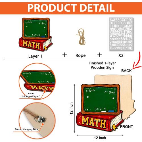 Math Teacher Door Sign, School Board & Math Book Wooden Door Hanging Decor, Maths Class Chalkboard Sign, Mathematic Teacher Gift, Personalized Maths Classroom Decor, Mathematic Teacher Must Have