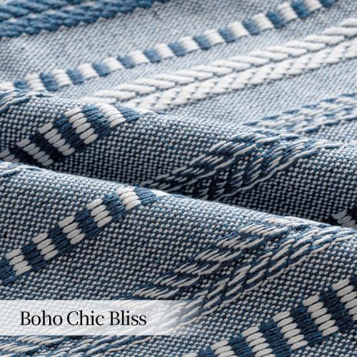 ANRODUO Pack of 2 Boho Throw Pillow Covers 24x24 Inch Farmhouse Decorative Couch Pillow Cases Jacquard Cushion Cover Neutral Accent Pillows of Bed Sofa Bedroom Living Room Home Decor, Navy Blue
