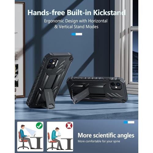 FNTCASE for iPhone 11/XR Case, with Built-in Screen Protector, Kickstand