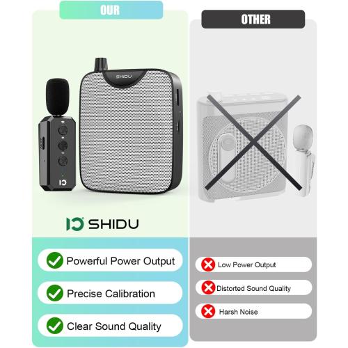 SHIDU 35W Voice Amplifier for Teachers Bluetooth Wireless Lavalier Mic