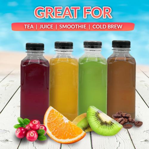 Reli. 16oz Plastic Juice Bottles with Caps & Labels - 12 Pack