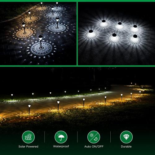 URAGO Super Bright Solar Lights Outdoor Waterproof, Dusk to Dawn Up to 12 Hrs Solar Powered Outdoor Pathway Garden Lights Auto On/Off, LED Landscape Lighting Decorative for Walkway Patio Yard