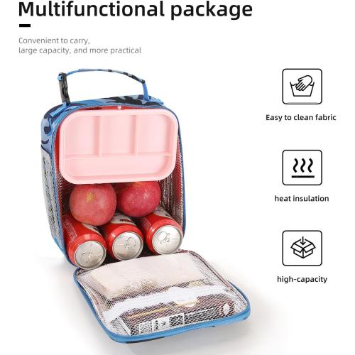 Lovoeo Lunch box Lunch bag for men women Insulated Lunchbox Lunch bags for Work Picnic Travel (Blue camo)