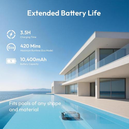 (2026 Upgrade) BUBLUE C10P Gen2 Robotic Pool Vacuum Max to 420 Min Runtime