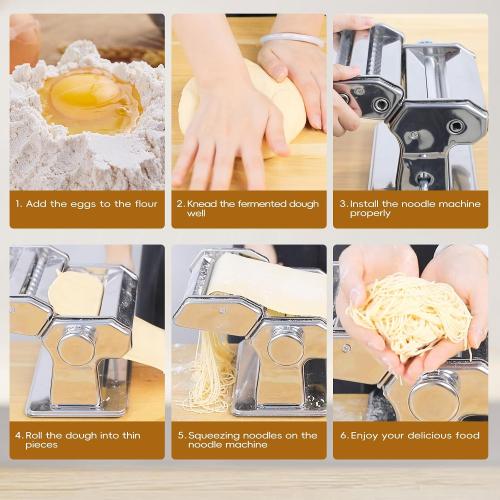 MZTOGR 3-in-1 Pasta Maker Machine - 9 Thickness Stainless Steel Roller