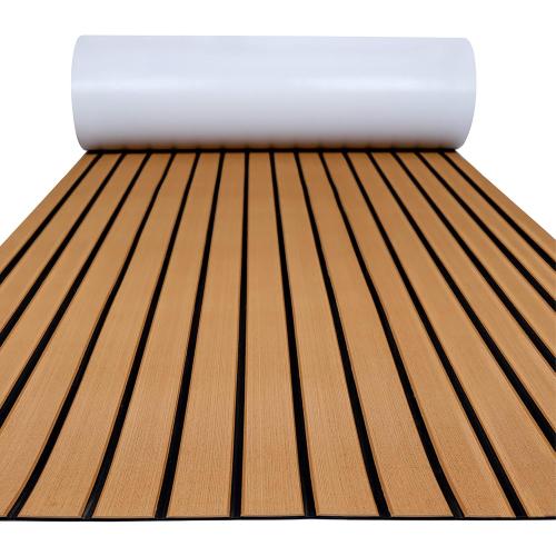 FOCEAN Boat Flooring EVA Foam Boat Decking Faux Teak Marine Flooring Marine Mat Sheet for Motorboat Jon Boats Bass Boat RV Kayak, 94.5x 47.2/35.4/23.6/15.7