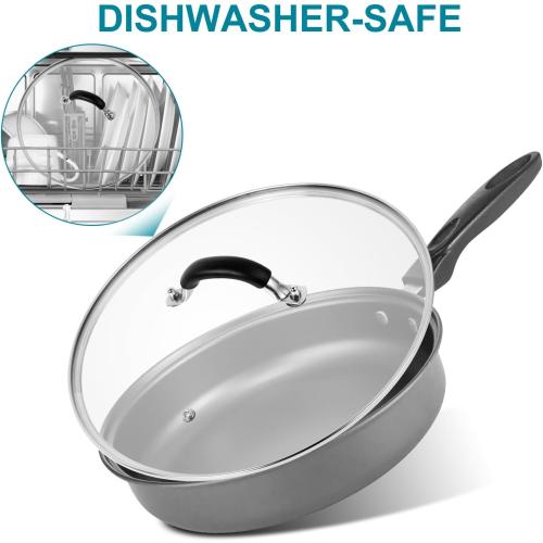 12 Inch Pan Lid - Glass Lid with Stainless Steel Handle for Frying Pan and Pots (12 Lid)