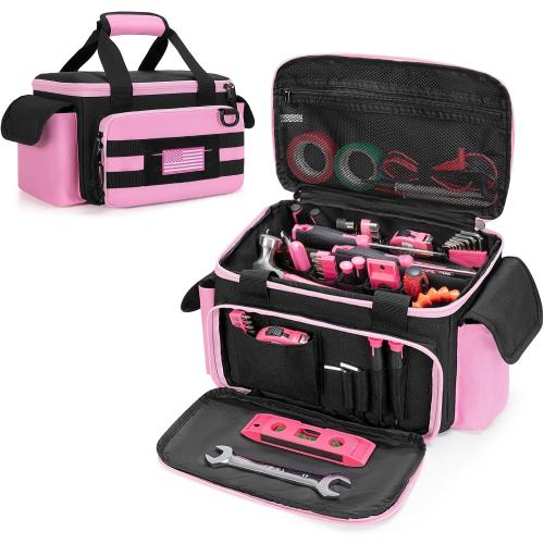 Rexmica Pink Tool Bag for Women Tool Storage Organizer Tactical Range Bag