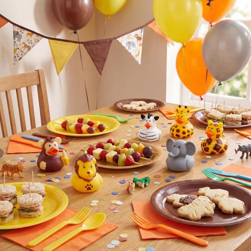 Deekin 24 Pcs Jungle Safari Animal Rubber Ducks 2 Inch Party Favors
