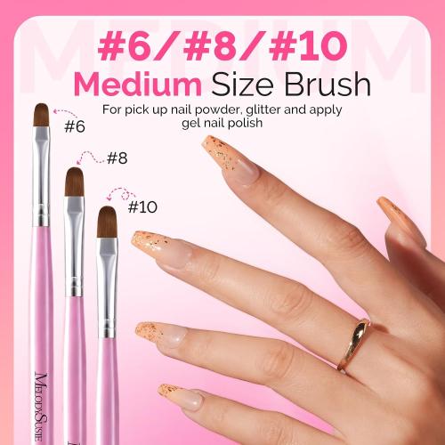 MelodySusie Gel Nail Brush 7Pcs, Sizes 2-14