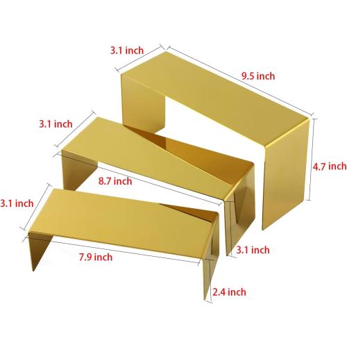 Purse Display Stand, 3pcs Gold Risers Display Stands Stainless Steel, Heavy Duty 22lb Countertop Shoes Stand Handbag Tiered Risers for Home Boutique Retail Store Vendor Display Bags Perfume Jewelry Craft