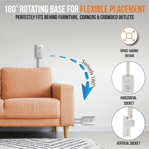 EZ Outlet Electrical Outlet Extender. Access Hard-to-Reach Outlets! Features USB-A, USB-C, and 2 AC Outlets, Extends 22-34, Rotates 180°. Use Behind Couches, Nightstands, Desks, and More.‼️no packaging‼️