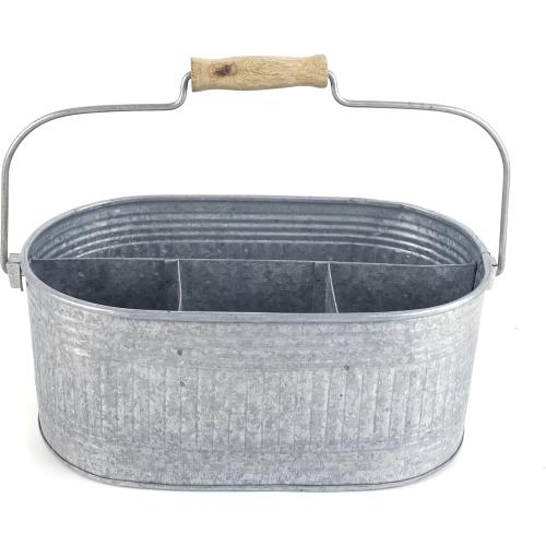 Alpha Living Home Farmhouse Utensils Caddy, Antique Gray, 18.5 x 14.5 x 3 in