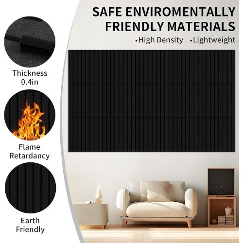 Garvee 18 Pack Acoustic Panels Foams for Walls, 12x12x0.35 in Fireproof Sound Dampening Panels with Hook and Loops, Thick Noise Reduction Absorbing Mat for Home Theater Recording Room