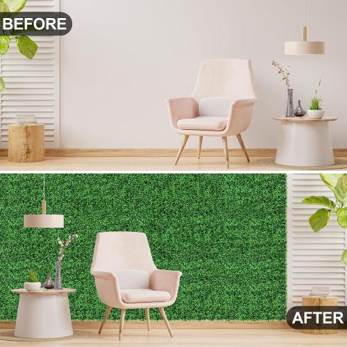 Grass Wall Panels Greenery Backdrop, UV-Anti Green Wall Decor