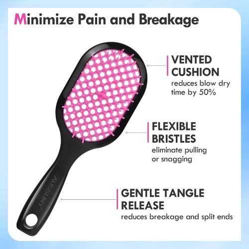 4 Pack Vented Detangling Hair Brush - Detangler Hairbrush with Soft Bristles for Effortless Tangle Free - Ideal for Wet Dry or Curly Damaged Hair for Women Men Kids