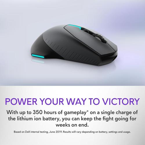 Alienware Wired/Wireless Gaming Mouse AW610M - 16000 DPI Optical Sensor, 350 Hour Rechargeable Battery, 7 Buttons, 3-ZONE 16.8m AlienFX RGB Lighting, Ergonomic - Dark Side of the Moon