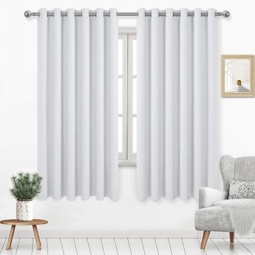 DWCN Room Darkening Curtains for Bedroom 70 x 63 Inch Long Greyish White