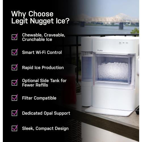 GE Profile Opal 2.0 Ultra Nugget Ice Maker with Side Tank and Scale Inhibiting Filter, Scoop Included, 38 lbs in 24 Hours, Pellet Ice Machine with WiFi & Smart Connected, Black