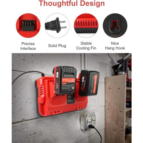 Lenoya 18V Rapid Dual Battery Charger for Milwaukee M18 Charging Station