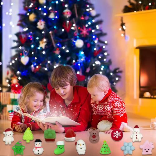 Anditoy 100 PCS Christmas Mochi Squishy Toys Squishies Christmas Toys for Kids Girls Boys Toddlers Christmas Party Favors Stocking Stuffers Gifts