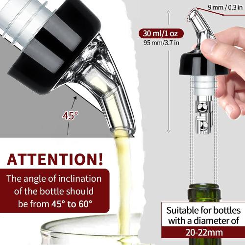 Automatic Measured Bottle Pourer - Quick Shot Spirit Measure Pourer Drinks Wine Cocktail Dispenser Home Bar Tools