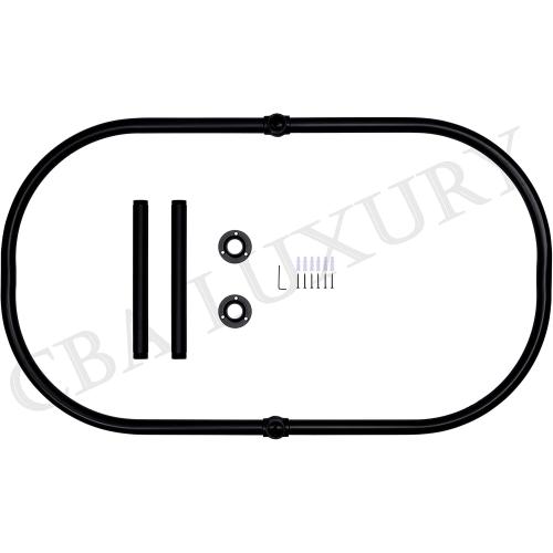 Luxury Oval Shower Curtain Rod (Free Curtain Rings)Ceiling Mount for Clawfoot Tub, Freestanding Heavy Duty Curtain Rail in Matt Black Finish- 45 x 25 Inch