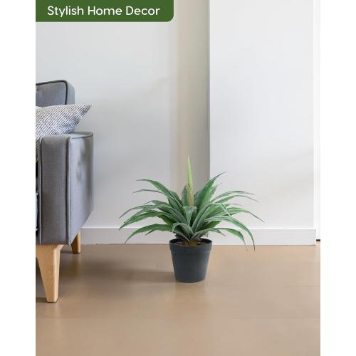 Velener Artificial Agave Plant in Black Pot with Real Stone Pebbles, Large Fake Agave Plants with Green Serrated Leaves, Faux Yucca for Indoor and Outdoor Decor-17 Inches Tall, 29 Leaves