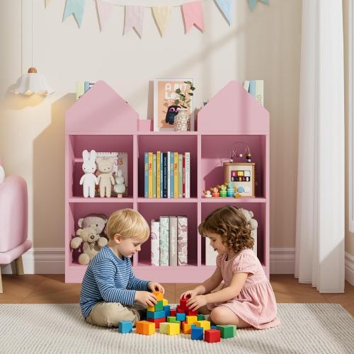 Garvee Kids Bookshelf and Toy Storage Organizer, Pink