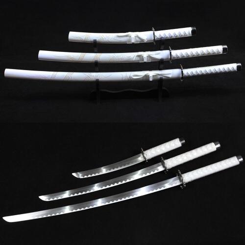 White Carbon Steel Real Katana Set Ornaments Handicrafts Japanese Samurai Sword