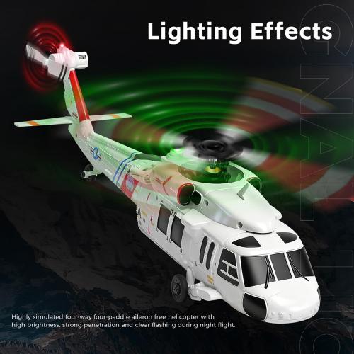 K270 UH60L Remote Controlled Helicopter 2.4Ghz 4CH RC Helicopter Heli Aileronless 6-Axis Gyroscope Air Pressure Hold Optical Flow Position 3-Batteries for Adults Beginners