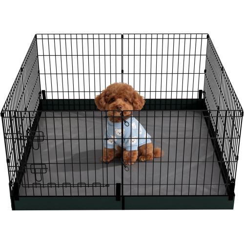 Dog Playpen, Foldable Metal Puppy Play Pen with Bottom Pad, 24x24in 8 Panels Dog Playpen with Door for Indoor Outdoor, Heavy-Duty Pet Exercise Fence for Small Medium Animals