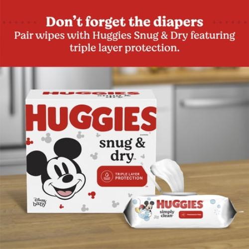 Huggies Simply Clean Unscented Baby Wipes, 2 Pack, 128Total Ct (Select for More Options)
