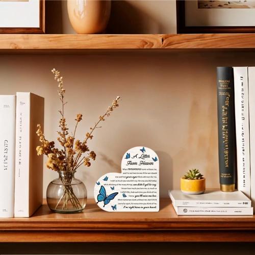 Haizct A Letter From Heaven Butterfly Wooden Heart Plaque Sign, Bereavement Condolences Grief Gifts, Memorial Verse Desk Decor Gifts for Women Mom Dad Sister BFF, Sympathy Gifts for Loss of Loved