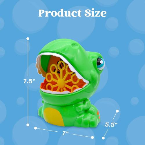 JOYIN Dinosaur Bubble Machine, Bubble Machine Gun Blower with Solutions for Kids, Summer Outdoor Indoor Toy, Dinosaur Party Favor, Kids Birthday Gift (Green)