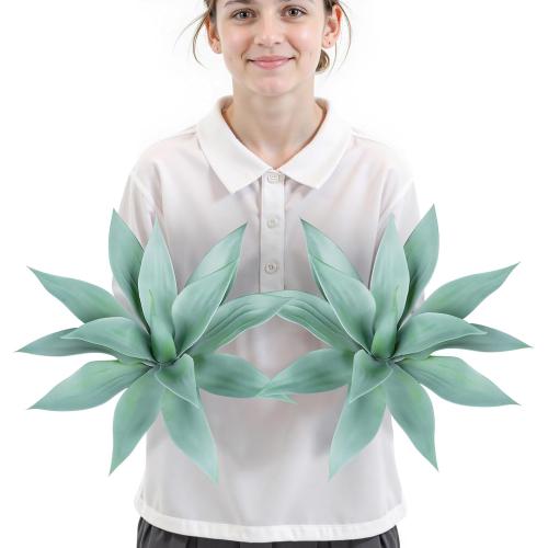 Velener Artificial Outdoor Blue Agave Plant - Small Size UV Resistant Fake Agave Plants for Indoor and Outdoor Decor(14 Inch)-2 Pack