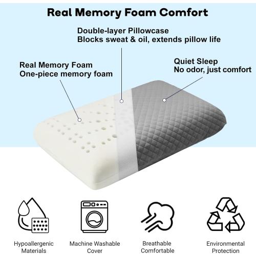 Memory Foam Travel Pillow 9.8x15.7 Compact Camping Pillow